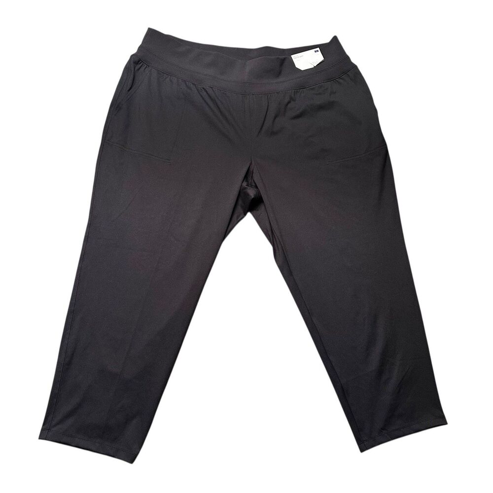 Stylus Womens 2X Tapered Pants Black High Rise Pull On Cropped Stretch NWT